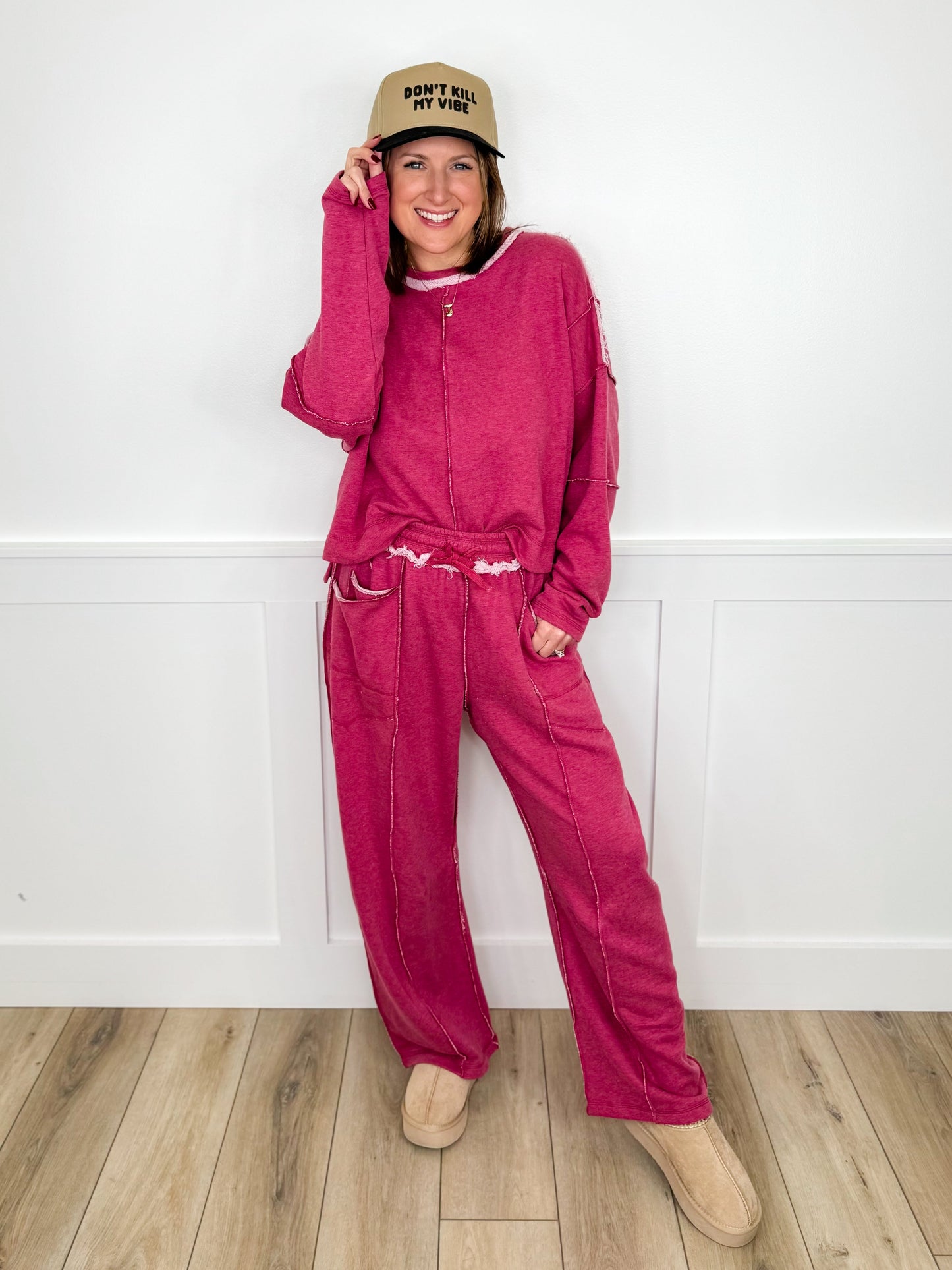 Not Thinking About You High-Rise Cotton Blend Wide Leg Set