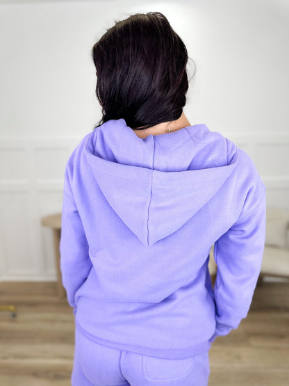 Happy at Home Cotton Blend Long Sleeve Purple Avery Mae Half Zip Hoodie Sweatshirt
