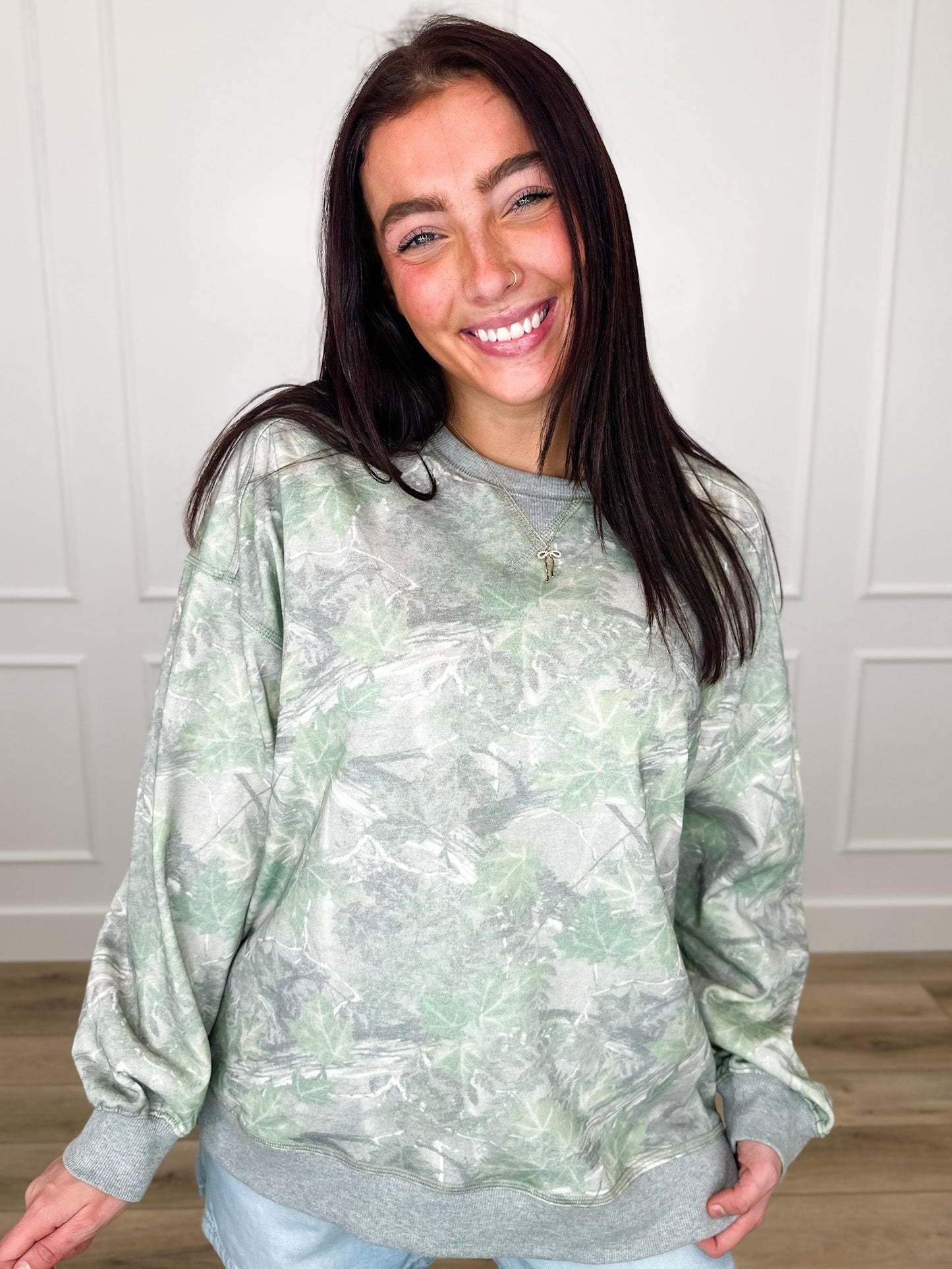 Extended Stay Cotton Blend Long Sleeve Camo Avery Mae Top