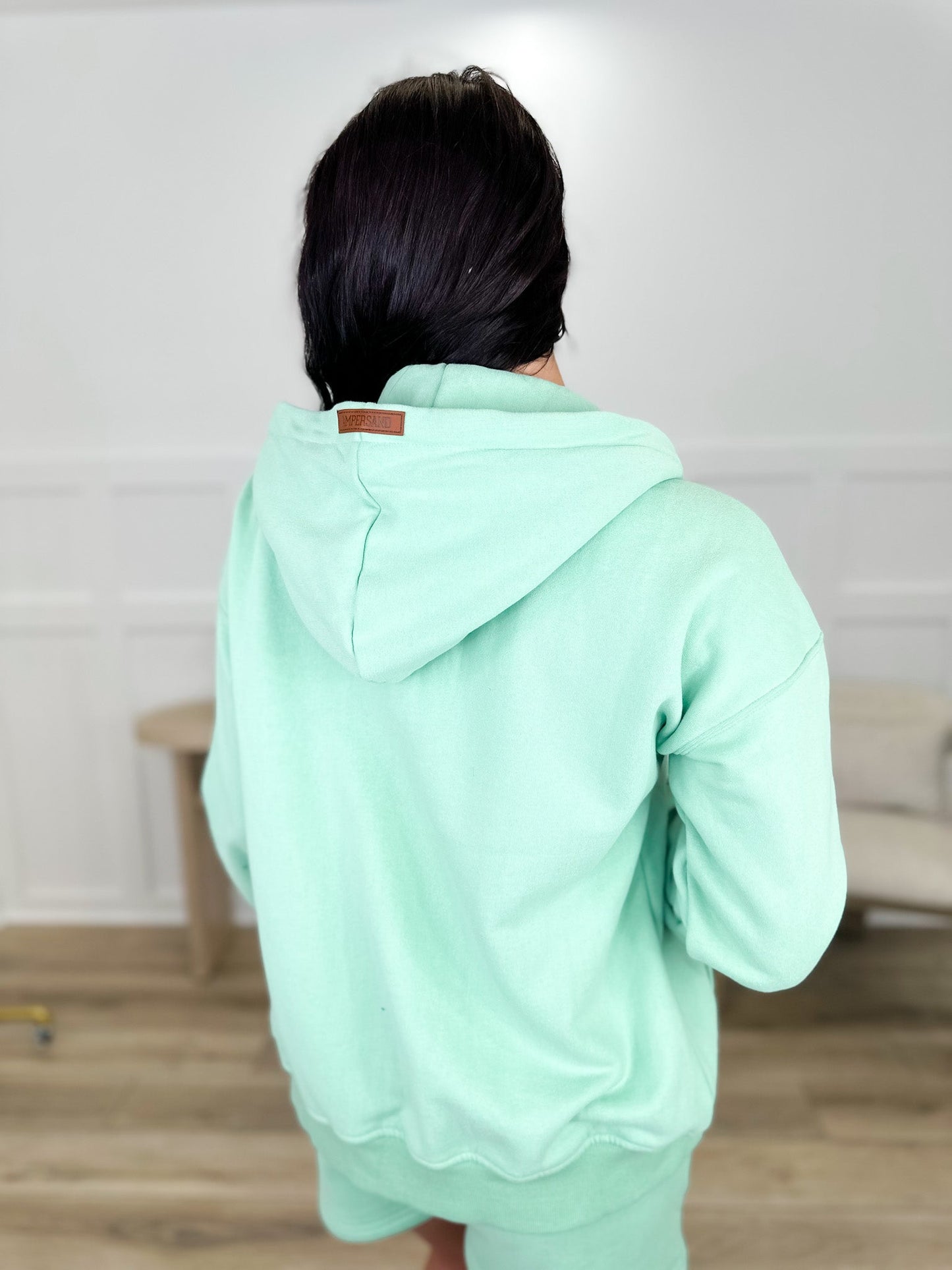 All in My Head Cotton Blend Long Sleeve Green Avery Mae Full Zip Hoodie Sweatshirt
