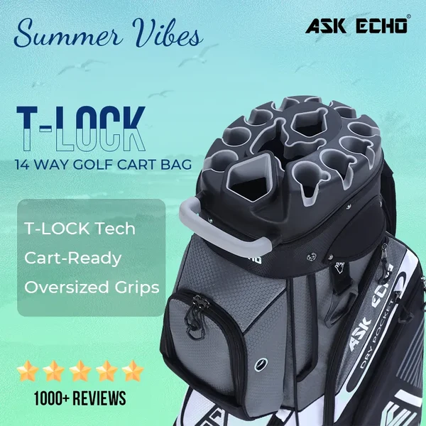 Golf T-LOCK Cart Bag 14 Way Organizer Dividers Quiet Golf Bag