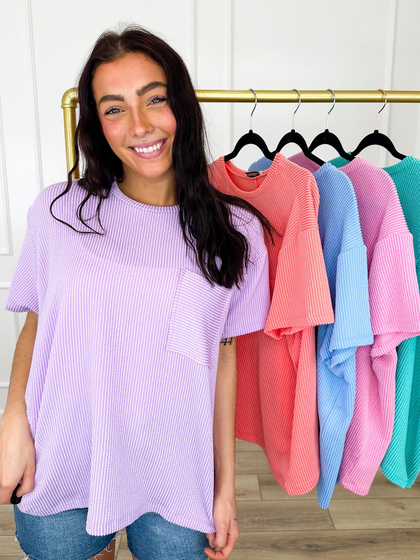 Zenana Sunny Skies Ribbed Short Sleeve Top - Multiple Colors