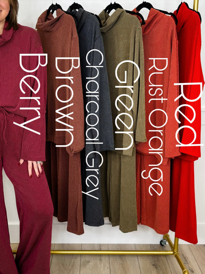 Dear Scarlett Soft Moments High-Rise Ribbed Wide Leg Set - 6 colors!