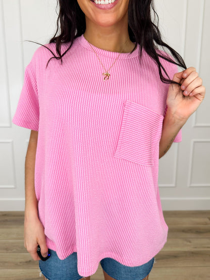 Zenana Sunny Skies Ribbed Short Sleeve Top - Multiple Colors
