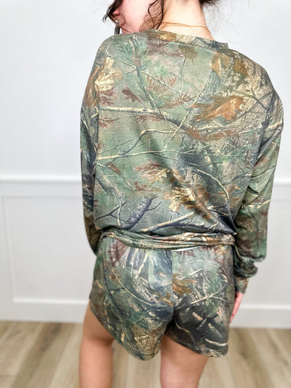 Living For the Moment High-Rise Lightweight Camo Print Avery Mae Lounge Set
