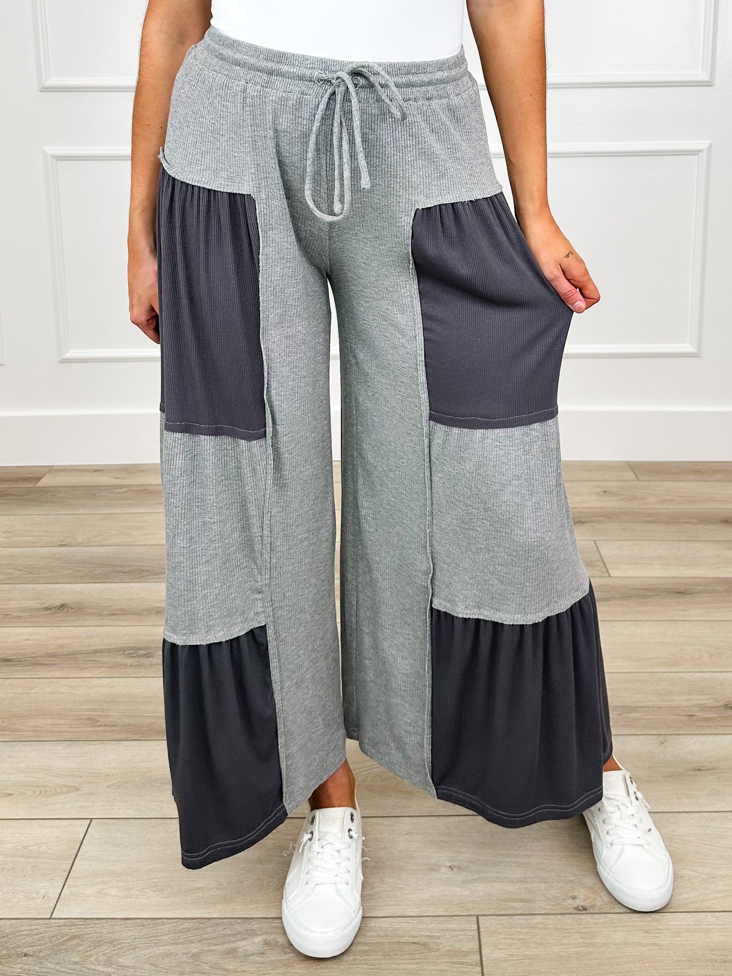 POL No Fear, No Limits High-Rise Rayon Blend Grey Bottoms