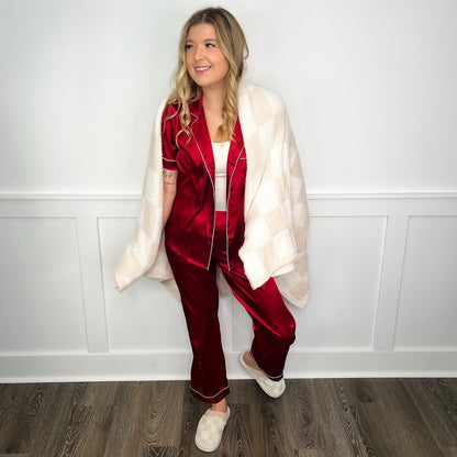 Zenana Shimmer & Shine Satin PJ Set - 3 colors!