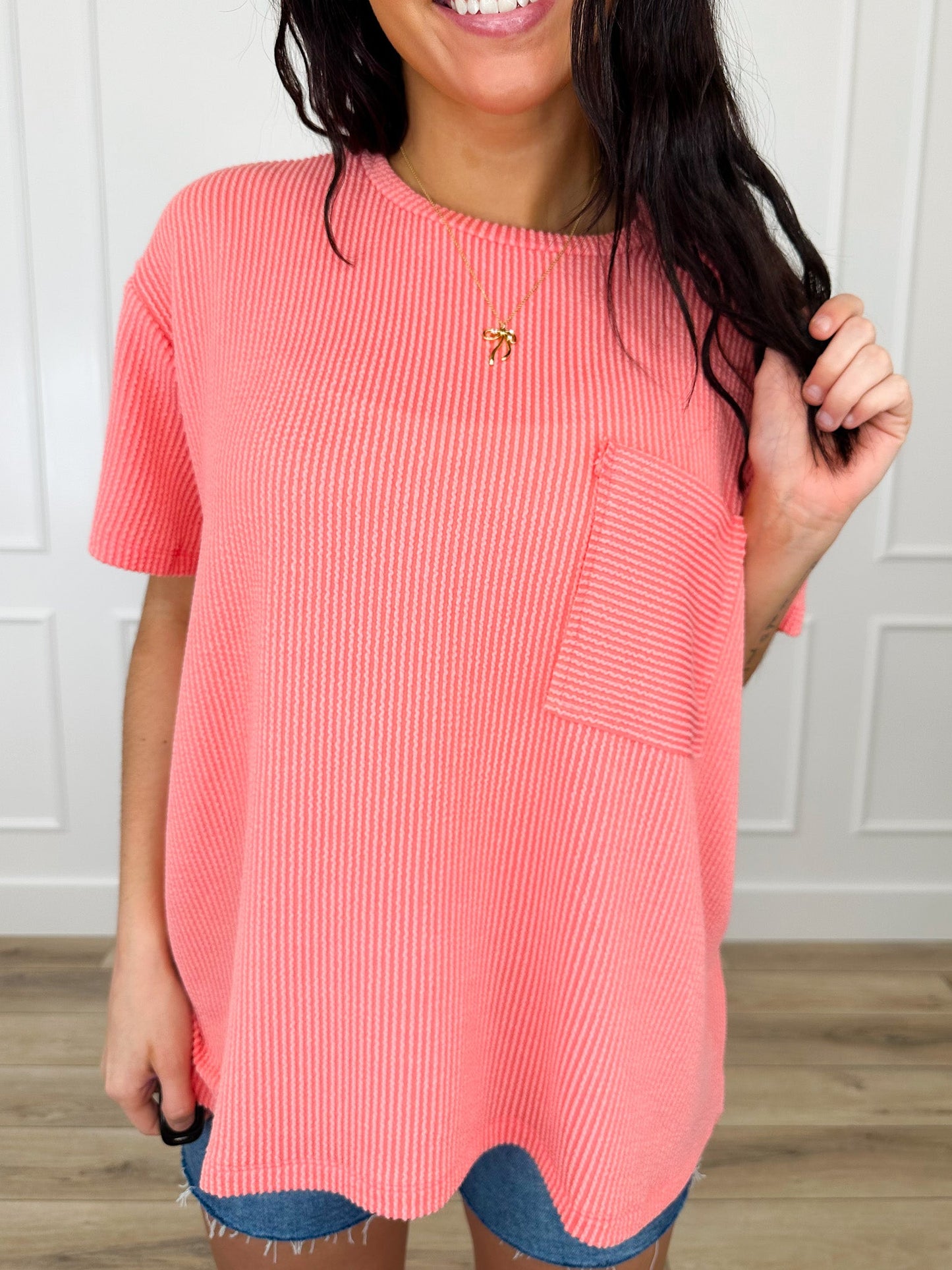 Zenana Sunny Skies Ribbed Short Sleeve Top - Multiple Colors