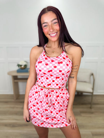 Cherries on Top Pink Avery Mae Padded Cropped Tank Top