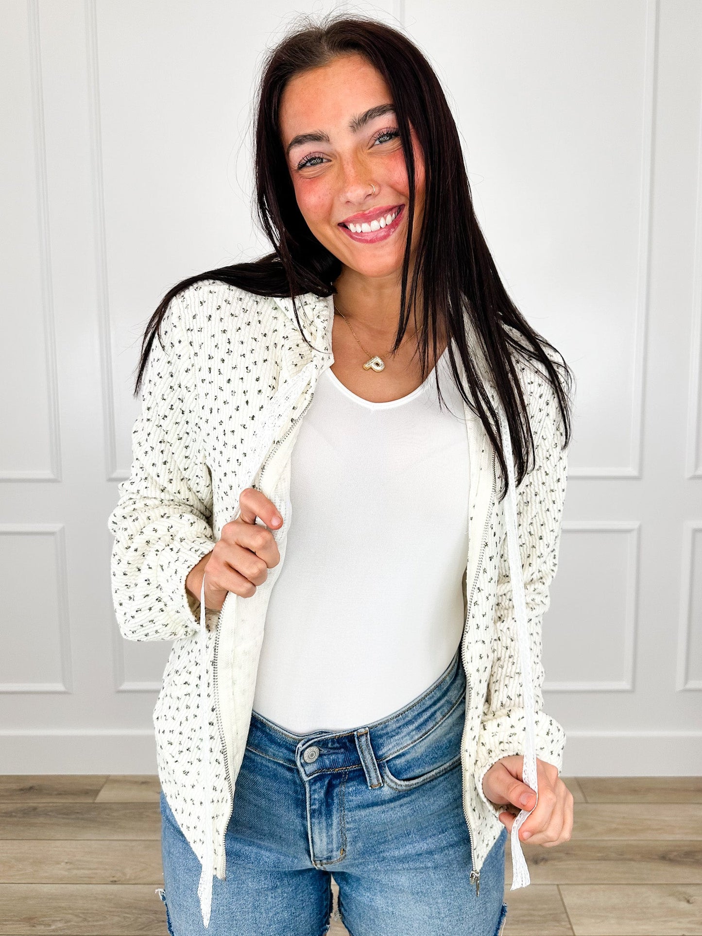 POL Blooming Love Cotton Blend Long Sleeve Avery Mae Full Zip Hoodie Sweatshirt - Multiple Colors