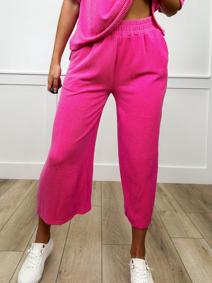 Got This Thing High-Rise Ribbed Wide Leg Avery Mae Capris - 2 colors!