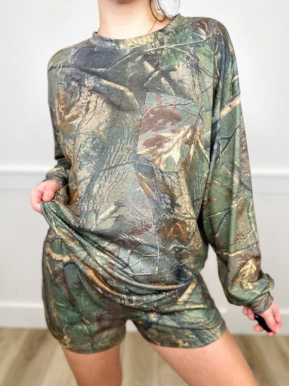 Living For the Moment High-Rise Lightweight Camo Print Avery Mae Lounge Set