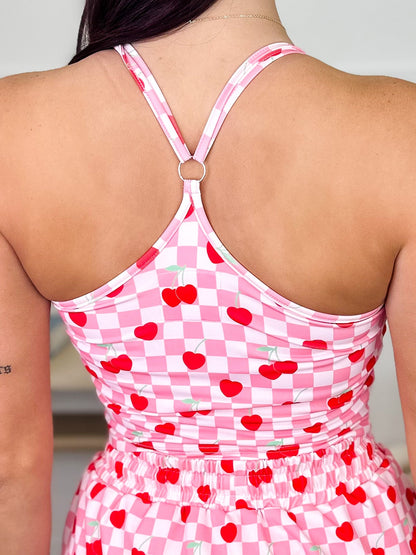 Cherries on Top Pink Avery Mae Padded Cropped Tank Top