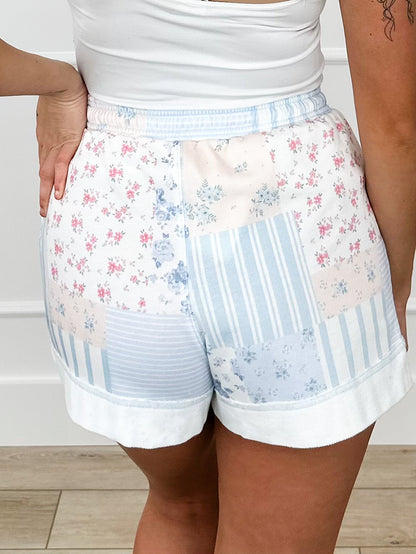 Little Lady High-Rise Cotton Blend White Avery Mae Shorts