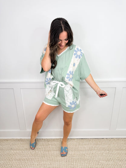 Radiating Positivity High-Rise Cotton Green Avery Mae Shorts