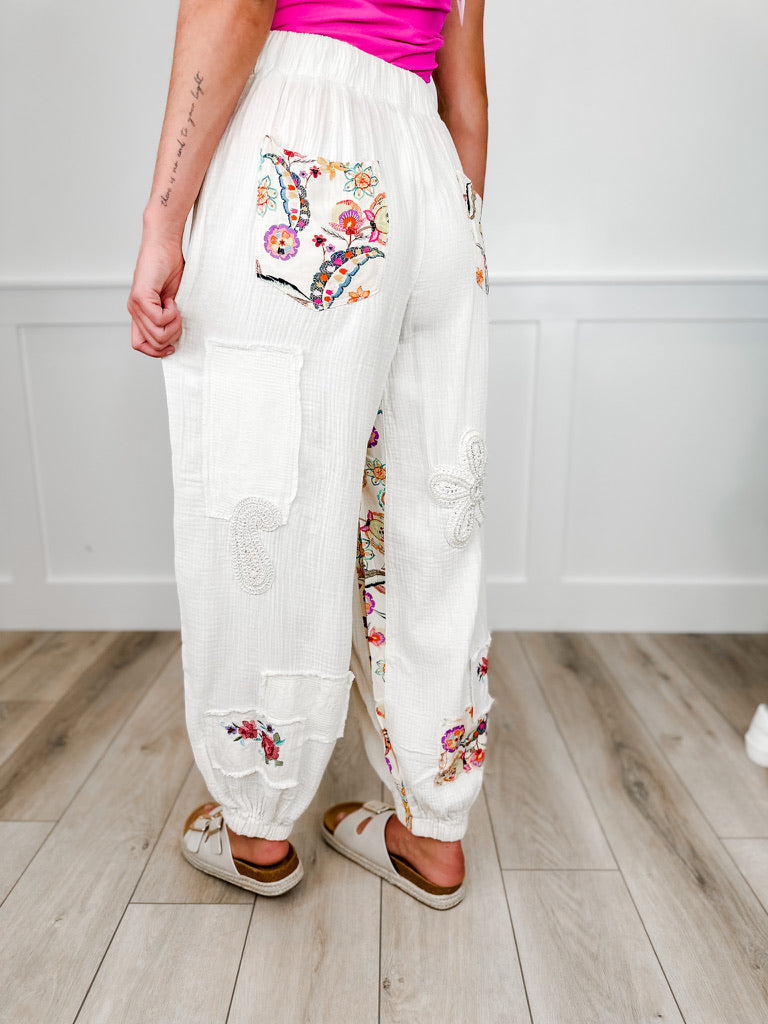 POL Vanilla Vista High-Rise Cotton Blend Ivory Avery Mae Bottoms