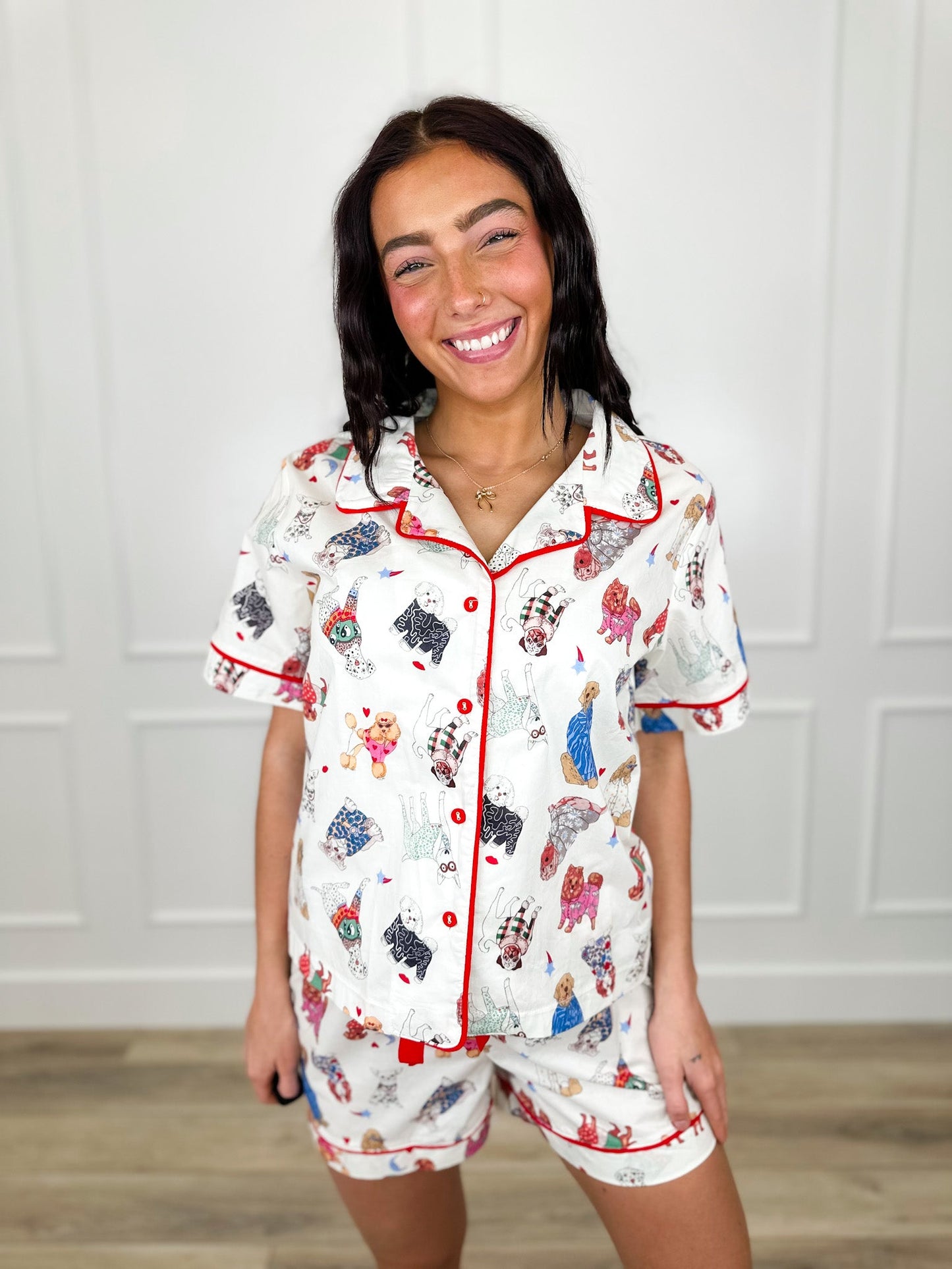 Sleepy Pup High-Rise Cotton Ivory Avery Mae PJ Set