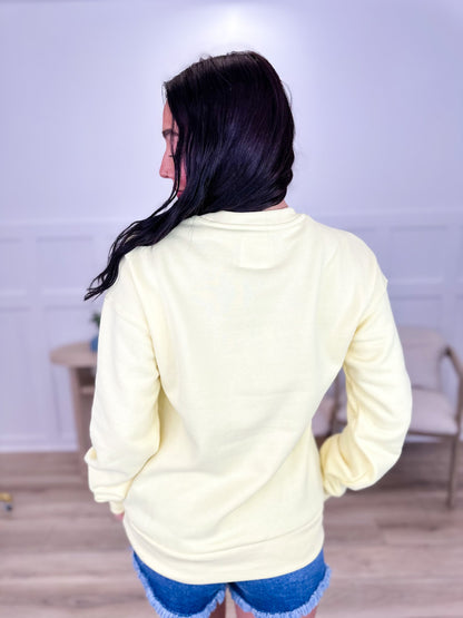 Showing You How Cotton Blend Long Sleeve Yellow Avery Mae Crewneck Sweatshirt