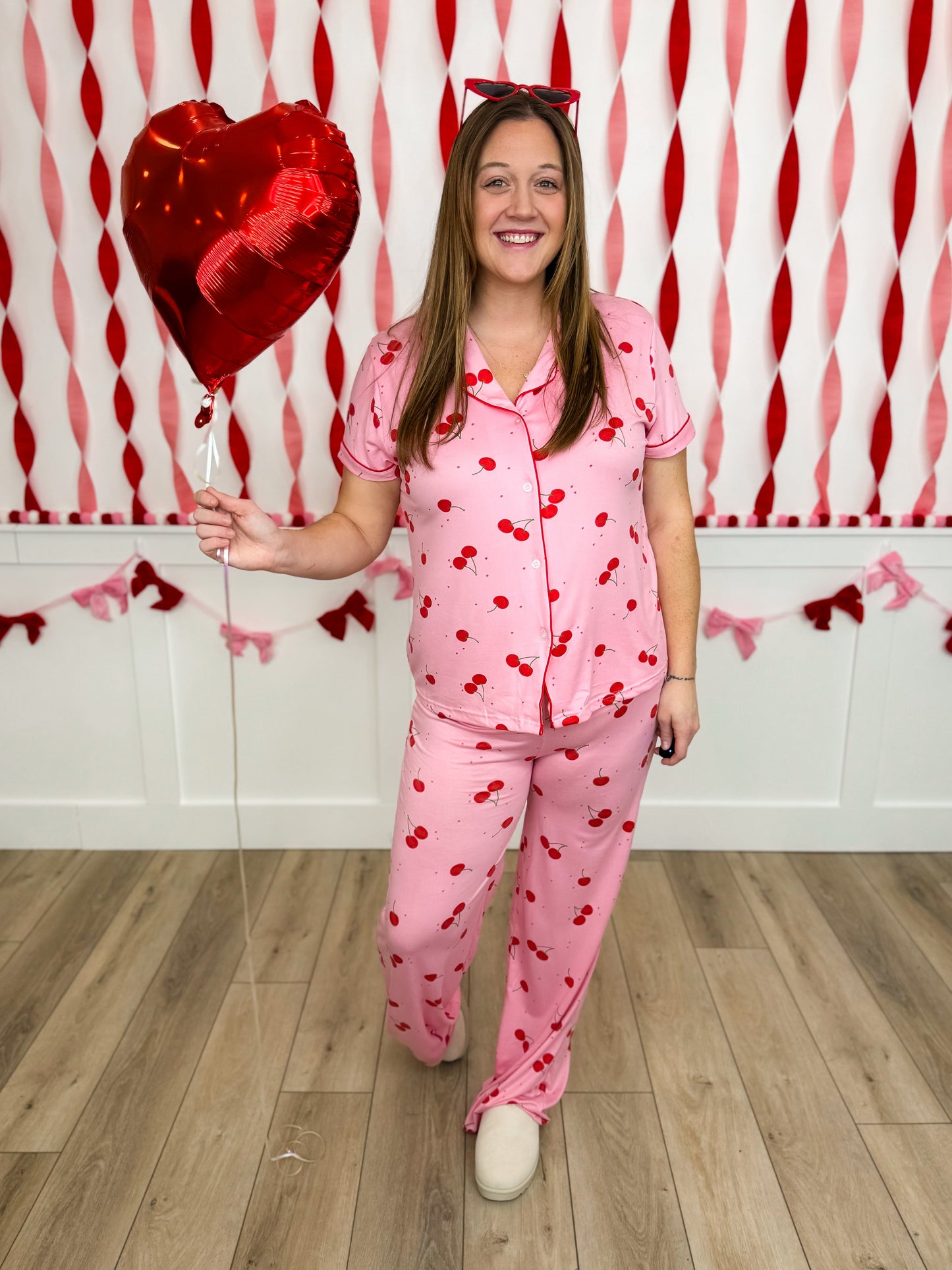 Maraschino Nights Lightweight High-Rise Pink Avery Mae PJ Set