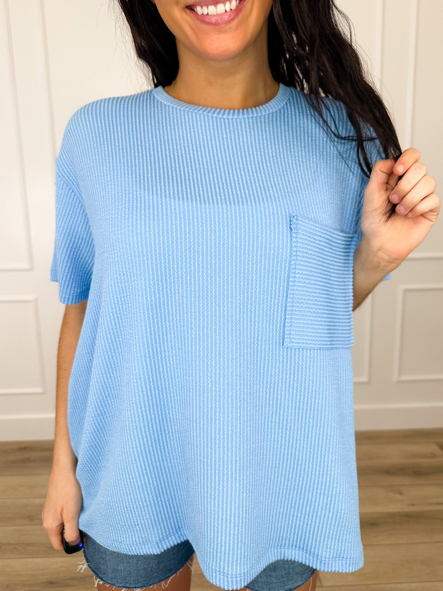 Zenana Sunny Skies Ribbed Short Sleeve Top - Multiple Colors