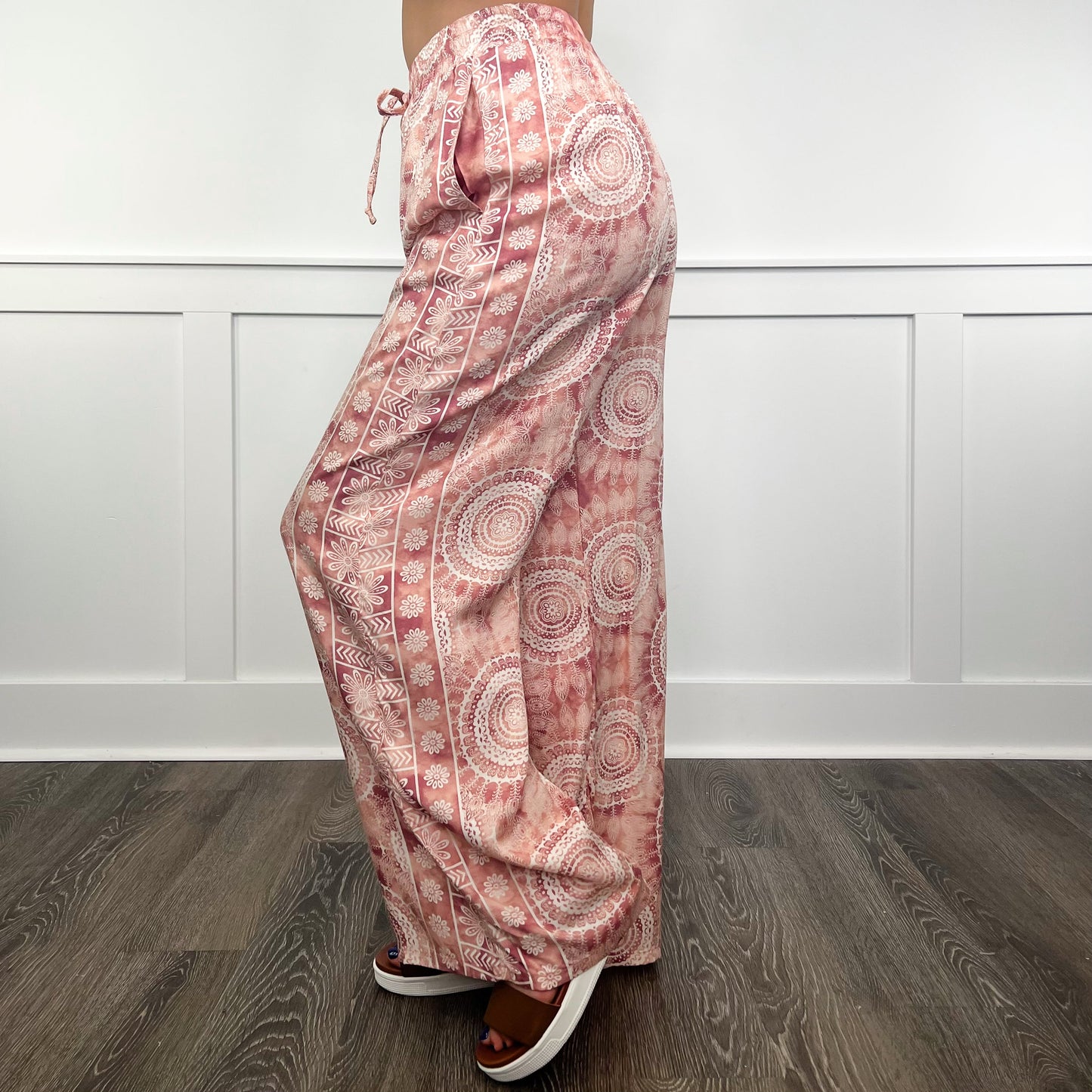 Inner Peace High-Rise Rayon Wide Leg Pink Avery Mae Bottoms