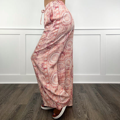 Inner Peace High-Rise Rayon Wide Leg Pink Avery Mae Bottoms