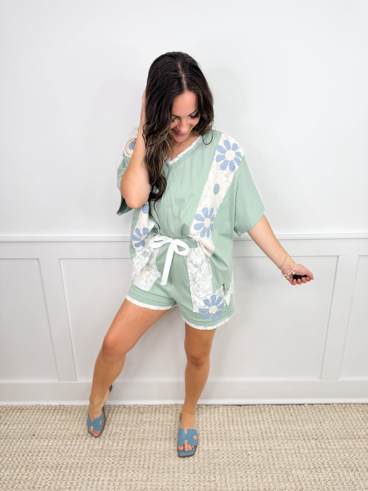Radiating Positivity High-Rise Cotton Green Avery Mae Shorts