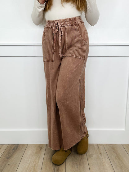 Cozy Day Approved High-Rise Cotton Wide Leg Avery Mae Bottoms - 2 colors!