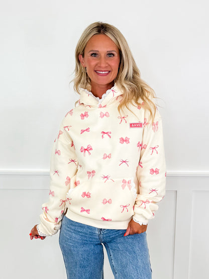 Ampersand Avenue Tied With Love Cotton Blend Long Sleeve Ivory Hoodie Sweatshirt