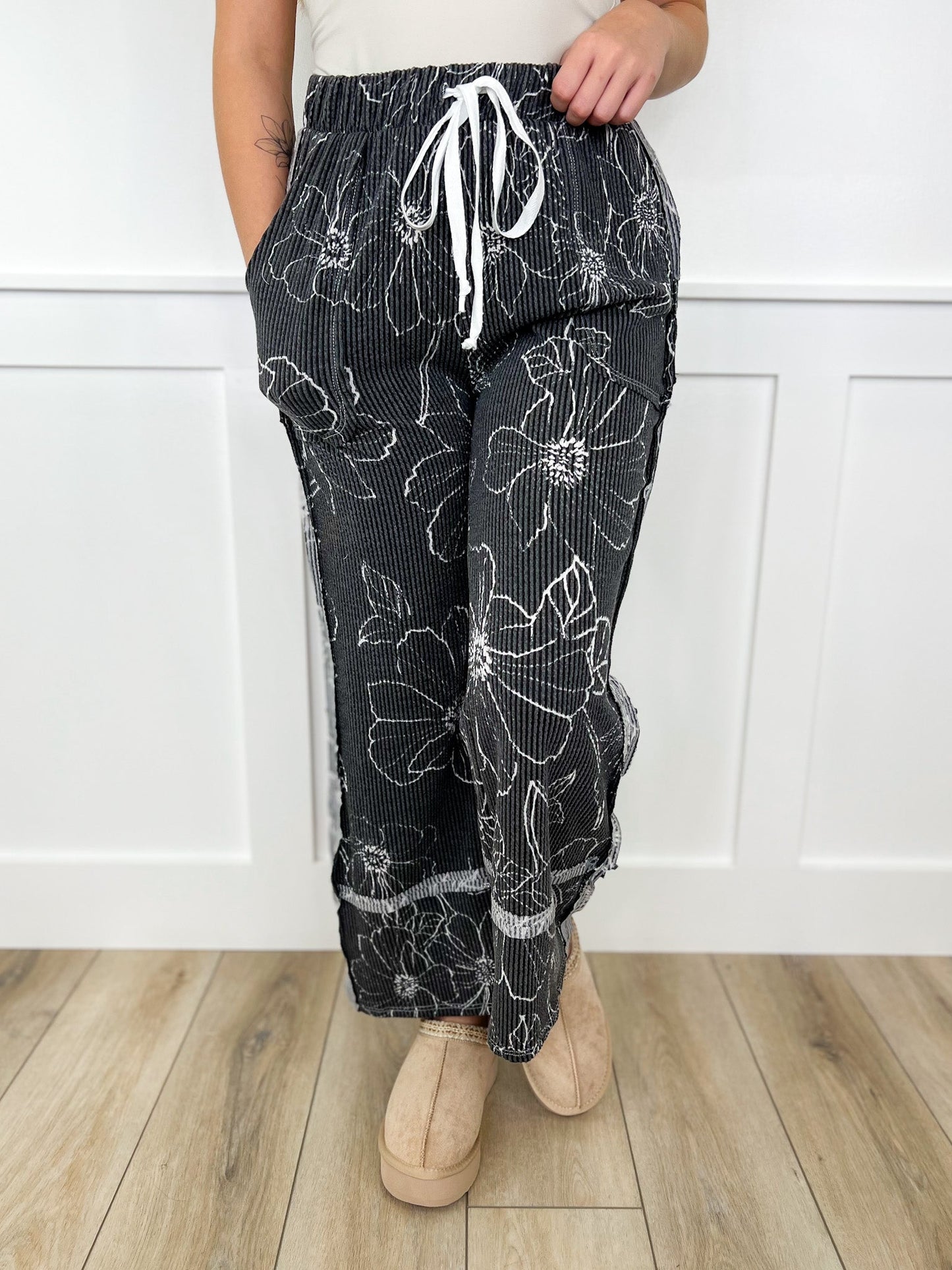 Ready to Grow High-Rise Ribbed Wide Leg Avery Mae Bottoms - 2 colors!