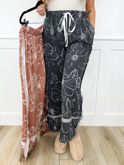 Ready to Grow High-Rise Ribbed Wide Leg Avery Mae Bottoms - 2 colors!