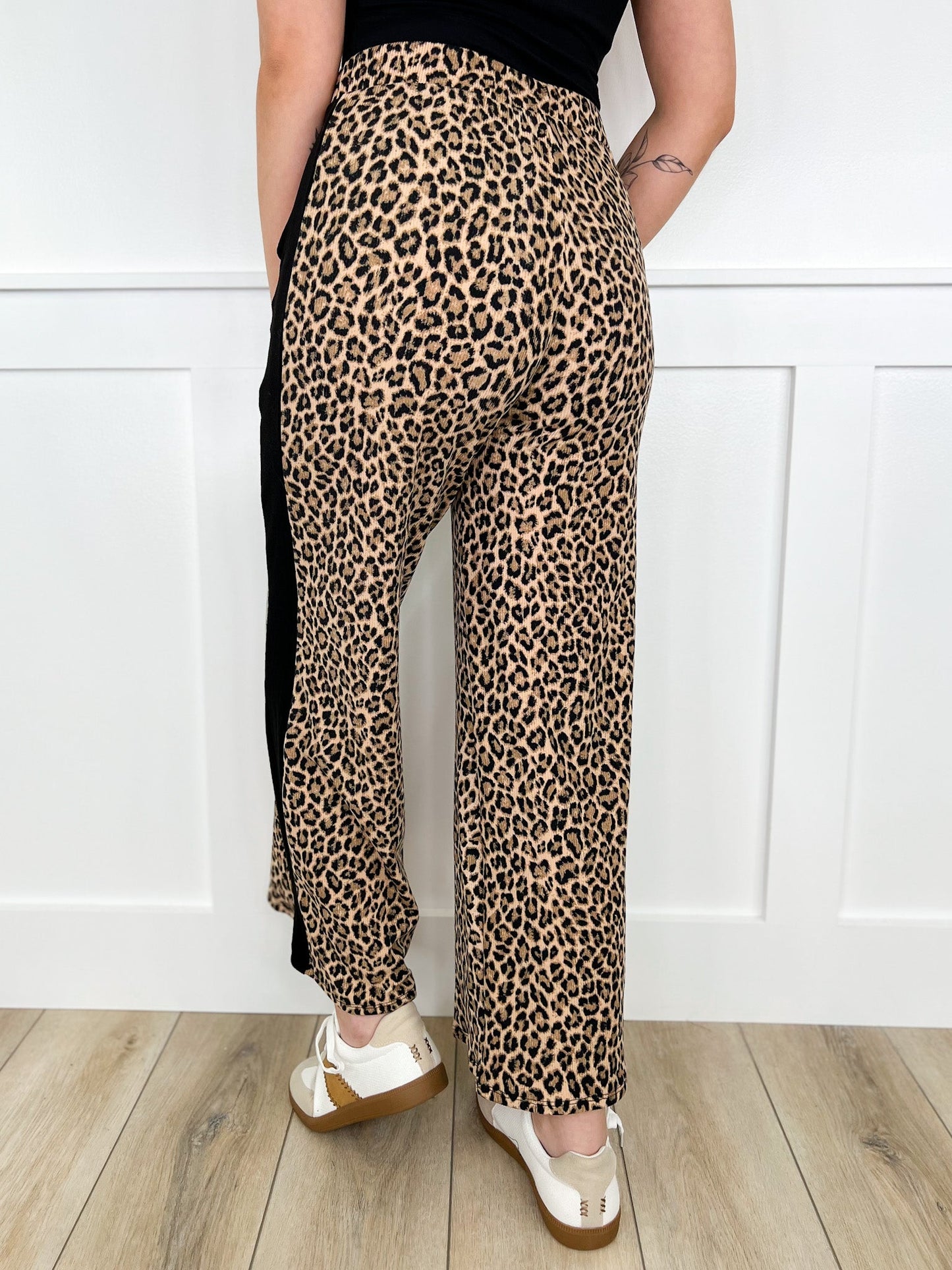 Untamed Comfort High-Rise Ribbed Wide Leg Leopard Avery Mae Bottoms - 2 colors!