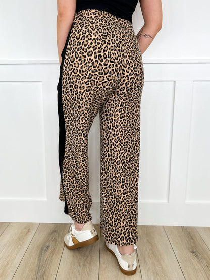Untamed Comfort High-Rise Ribbed Wide Leg Leopard Avery Mae Bottoms - 2 colors!
