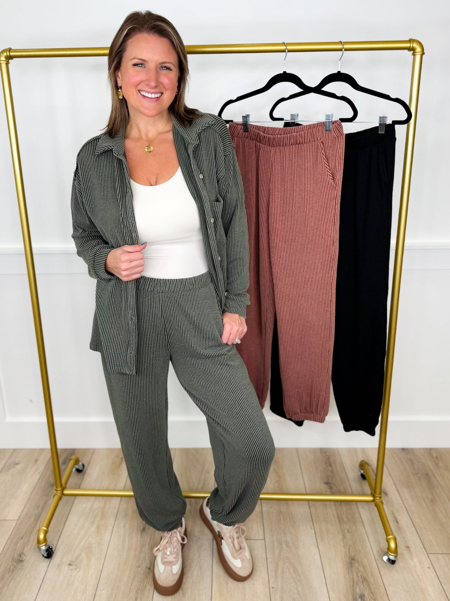 The Moment is Now High-Rise Ribbed Avery Mae Joggers - 3 colors!