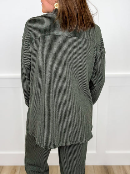 The Moment is Now Ribbed Long Sleeve Avery Mae Button Up Top - 3 colors!