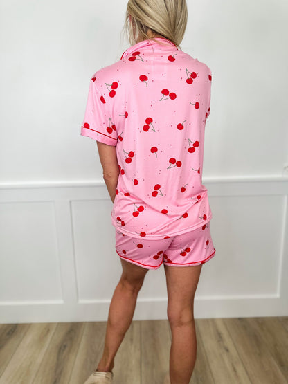 Cherry Delight Lightweight High-Rise Pink Avery Mae PJ Set