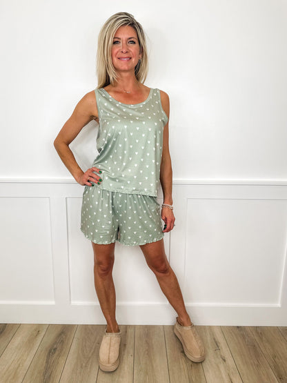 Sleepy Sweethearts High-Rise Lightweight Green Avery Mae PJ Set