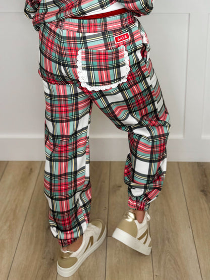 Ampersand Avenue Seasonal Snuggles High-Rise Cotton Blend Plaid Joggers