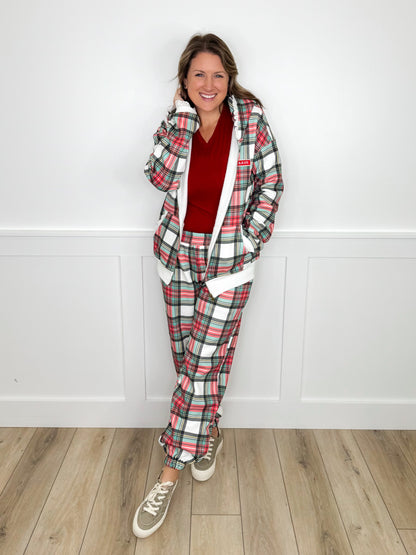 Ampersand Avenue Seasonal Snuggles High-Rise Cotton Blend Plaid Joggers