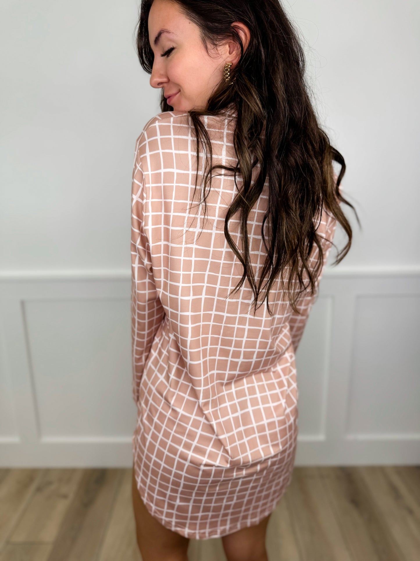 Cozy Nights Long Sleeve Tan Avery Mae Button Up Nightgown