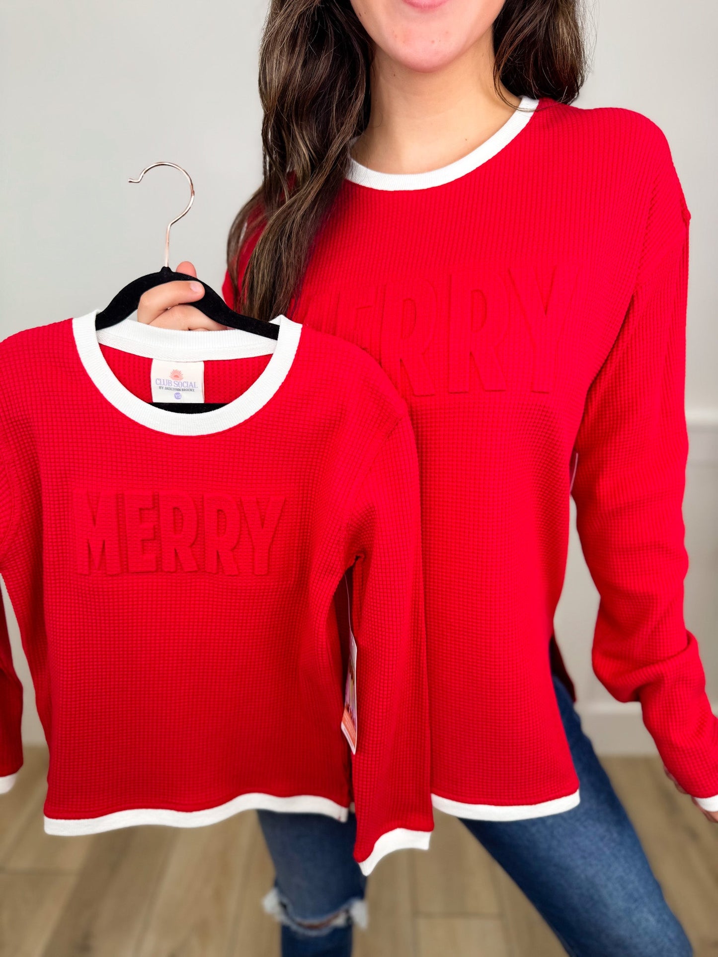 Merry Holidays Cotton Blend Long Sleeve Avery Mae Top - 2 colors!