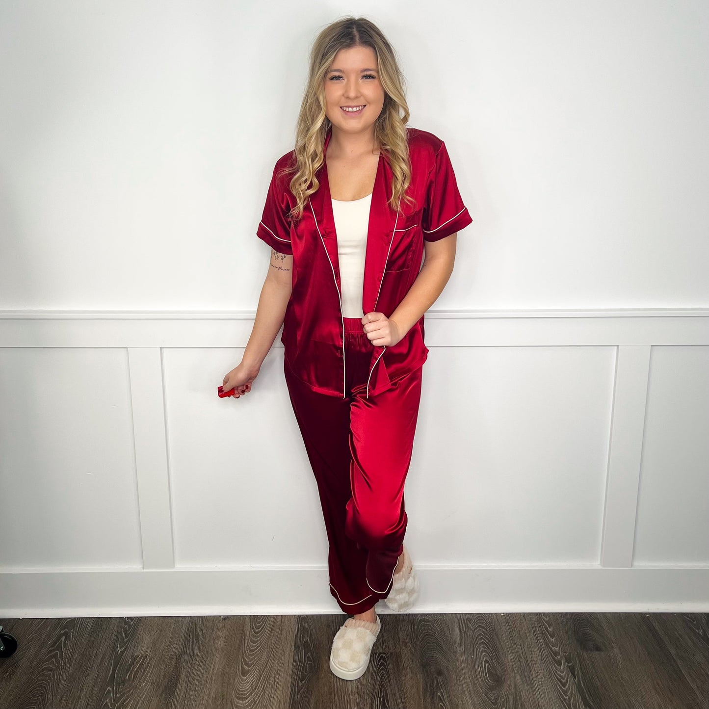 Zenana Shimmer & Shine Satin PJ Set - 3 colors!