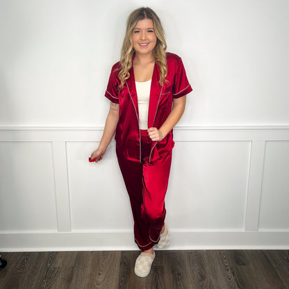 Zenana Shimmer & Shine Satin PJ Set - 3 colors!