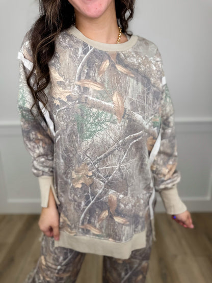 Ready to Go Long Sleeve Camo Avery Mae Weekender Top