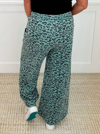 Easel Wild At Heart High-Rise Cotton Wide Leg Leopard Bottoms - 5 colors!
