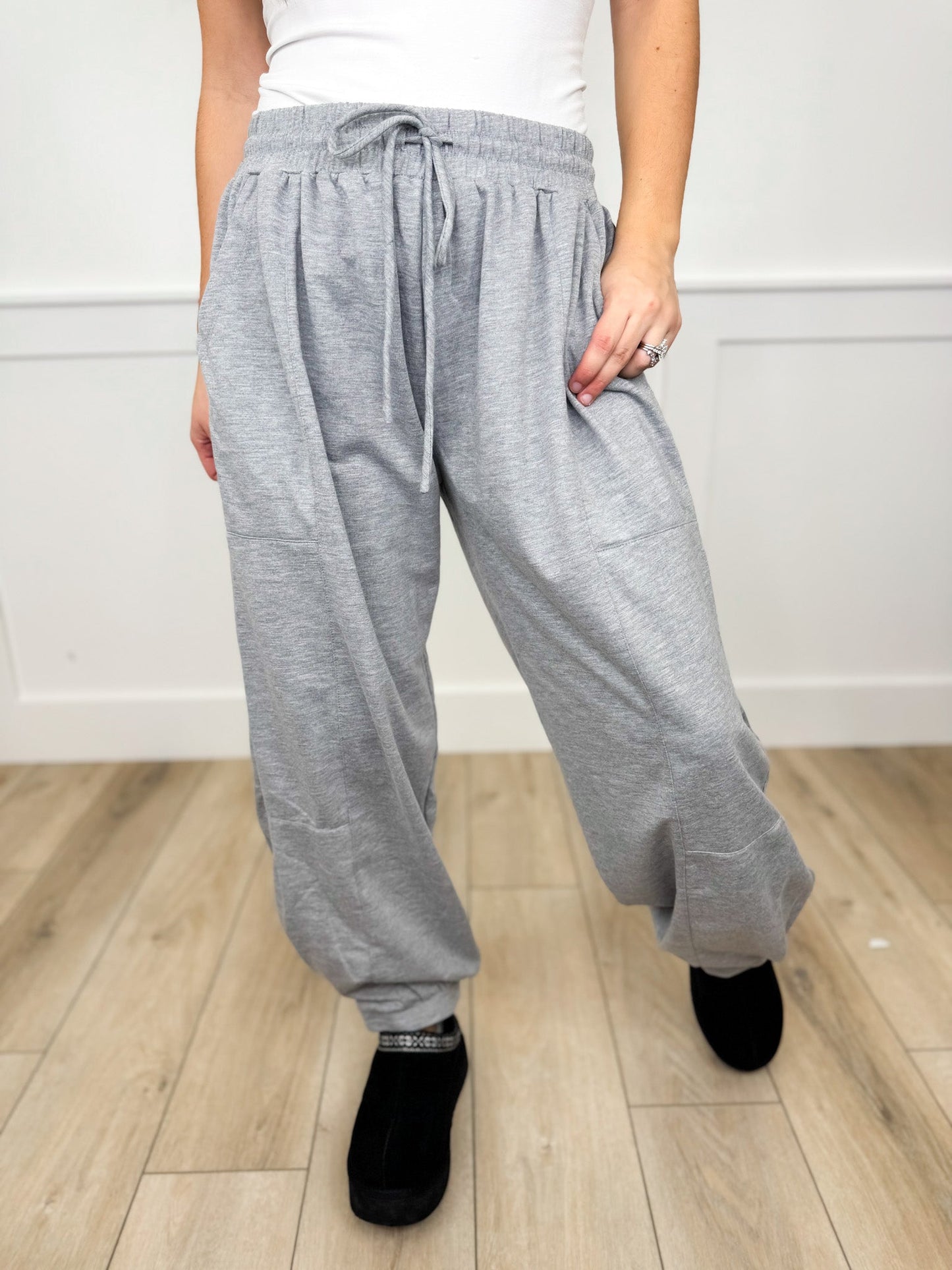 Sew In Love Staying in Tonight High-Rise Grey Joggers