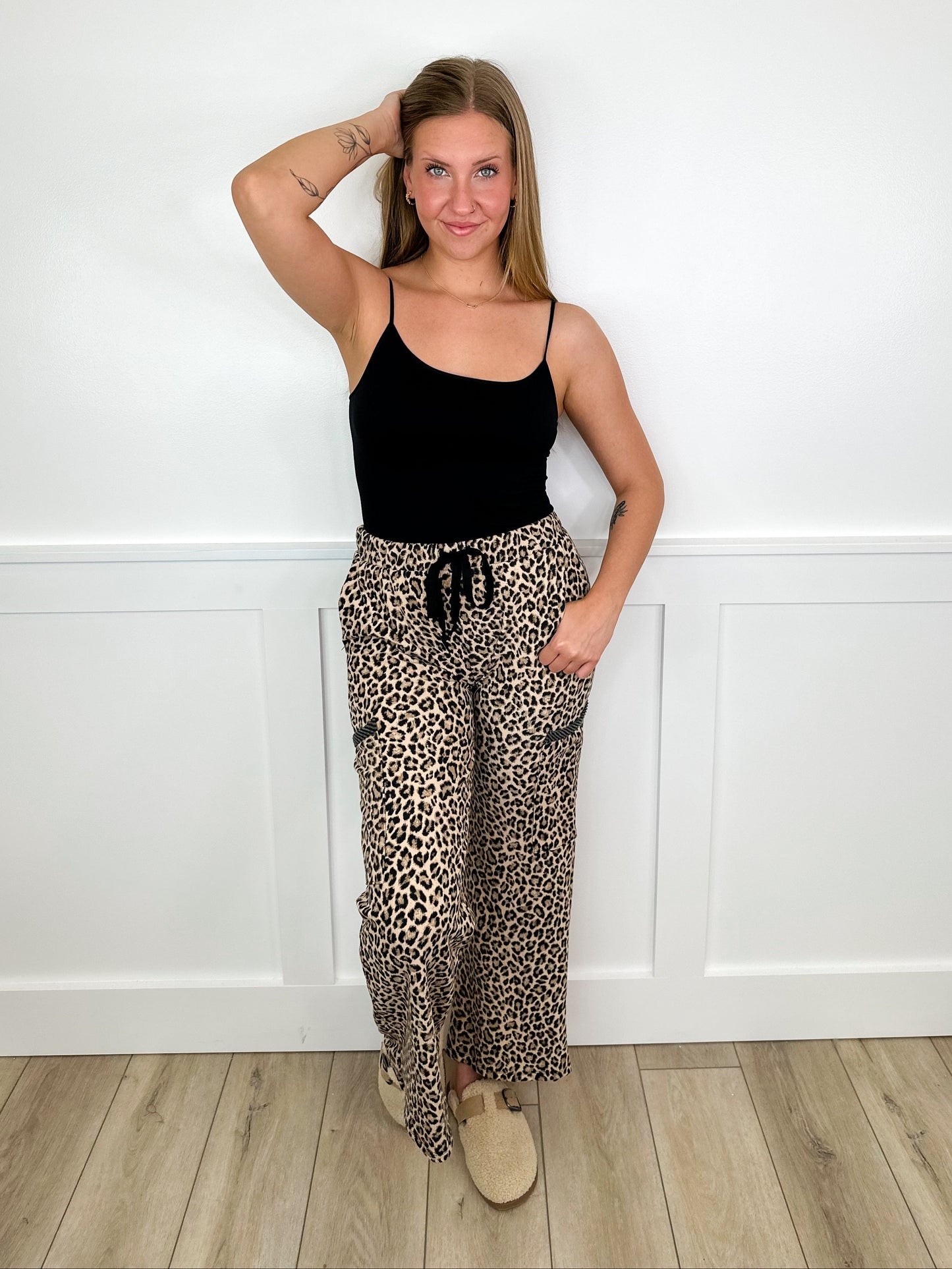 Spotted in the Wild High-Rise Leopard Avery Mae Cargo Bottoms