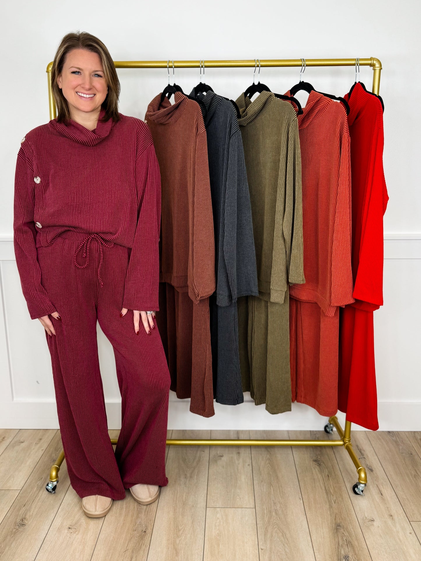 Dear Scarlett Soft Moments High-Rise Ribbed Wide Leg Set - 6 colors!