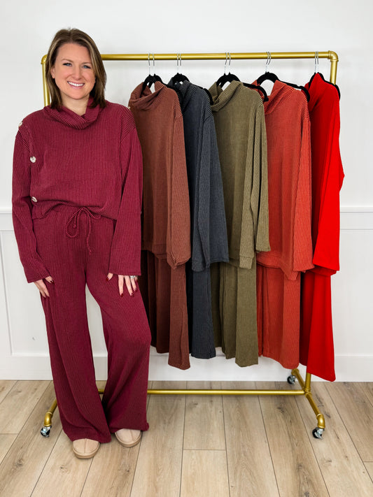 Dear Scarlett Soft Moments High-Rise Ribbed Wide Leg Set - 6 colors!