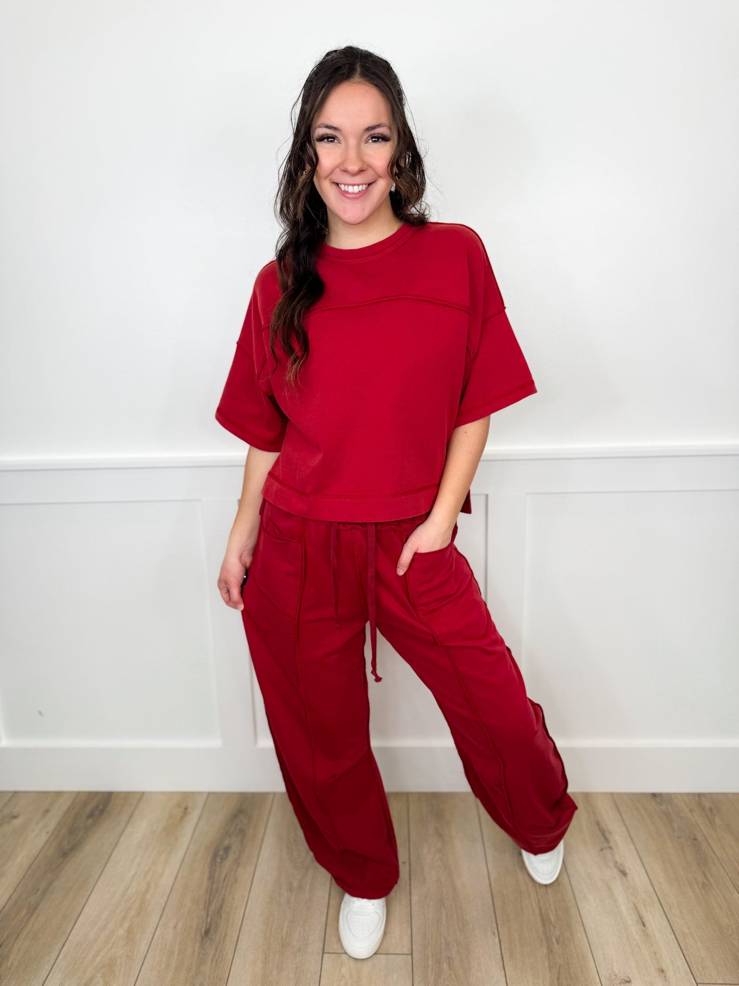 In the Friend Zone High-Rise Cotton Blend Wide Leg Avery Mae Cropped Set - 2 colors!